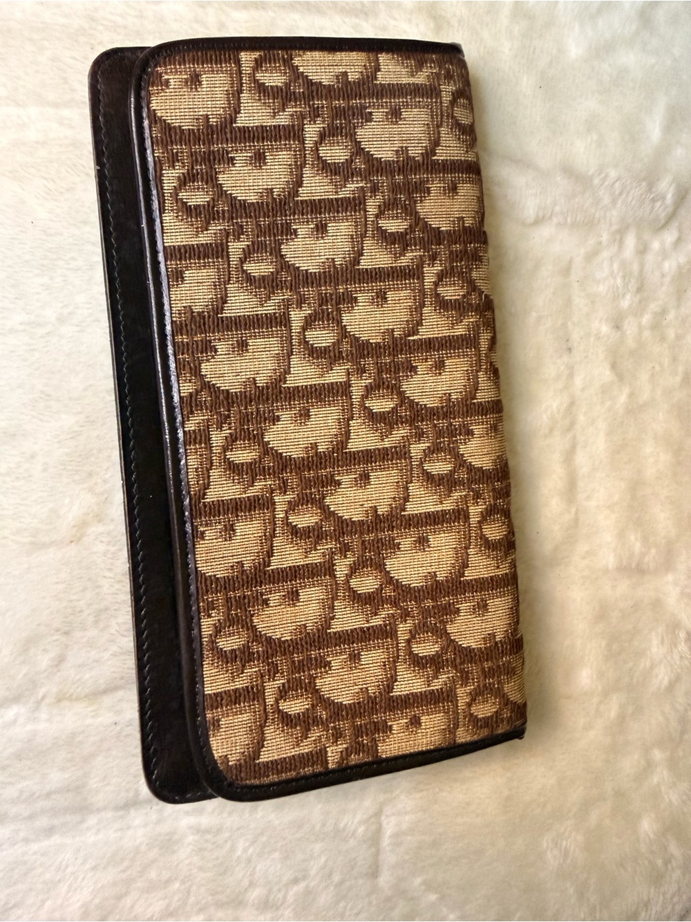 Christian Dior Trotter Brown and Tan Jacquard Wallet